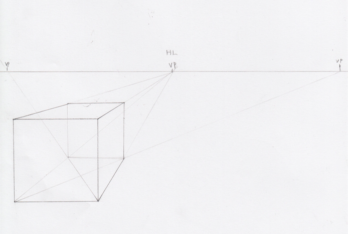 一点透視図法と対角線の消失点の説明8
