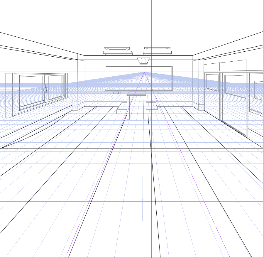パースを使って教室を描く・一点透視図法89