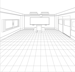 クリスタ 一点透視図法で教室を描く実験 パース