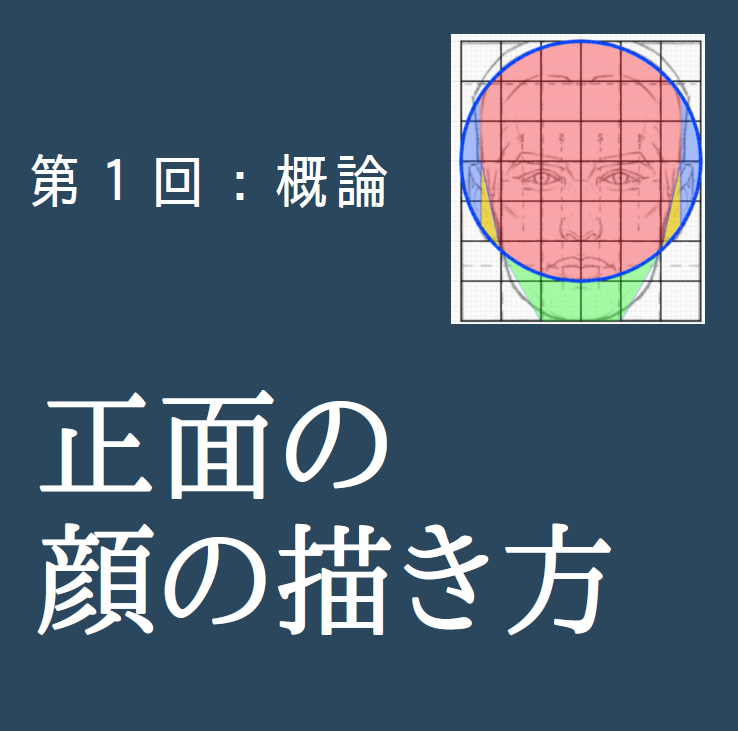 ルーミスを基準にした人間の正面の顔の描き方 方法